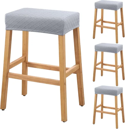 Miniatura 21 de YISUN Fundas de taburete rectangulares, paquete de 2 fundas elásticas impermeables para asiento de silla de montar, taburetes de bar, sillas de bar