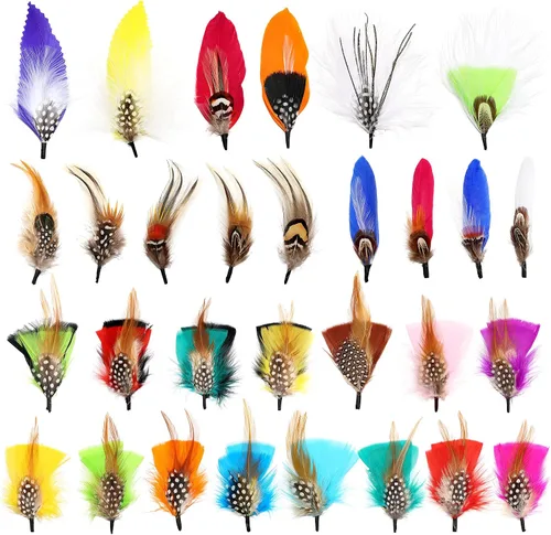 Miniatura 10 de Plumas de sombrero 10 estilos naturales surtidos de plumas para sombreros Fedora, accesorios para manualidades, sombreros de vaquero occidental