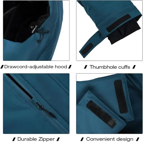 Miniatura 5 de CAMEL CROWN - Chaqueta de invierno para hombre, impermeable, chaqueta de esquí con forro polar cálido, resistente al viento, para nieve, lluvia