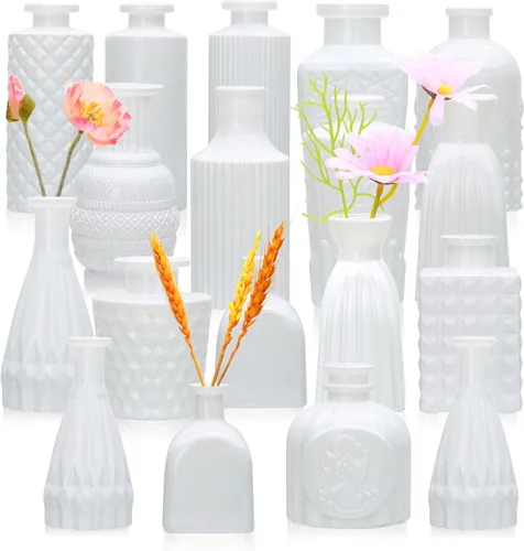 Miniatura 19 de Juego de jarrones de flores negros, jarrón de cristal a granel juego de 8, mini jarrones de sabor artístico y cultural para decoración de oficina