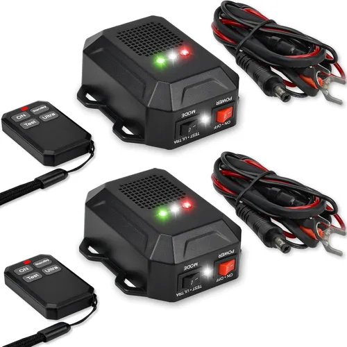 Repelente ultrasónico de roedores para motores de coche, repelente ultrasónico de ratones y ratas de 12V 24V con luces estroboscópicas LED y control