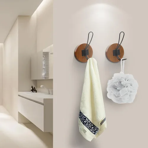Miniatura 2 de Ganchos para toallas de baño, paquete de 2 ganchos de pared rústicos de granja para colgar batas, colgador de puerta autoadhesivo para colgar