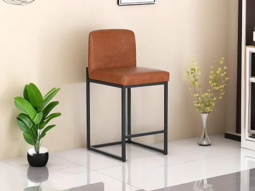 Miniatura 20 de Juego de 2 taburetes de bar de altura de mostrador de color blanco cremoso de 24 pulgadas, modernos taburetes de bar dorados con respaldo tapizado