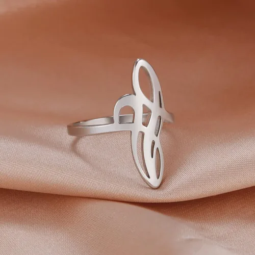 Miniatura 4 de Anillo de nudo de bruja, anillo de nudo celta de acero inoxidable con diseño geométrico de bruja, anillo de dedo Wiccano, anillo de boda, anillo