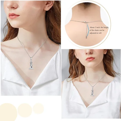 Miniatura 6 de Collar de urna para cenizas para hombre, joyería de cremación, faro, conmemorativo, collar para amantes, soporte para cenizas con kits de relleno