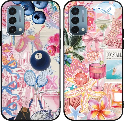 Miniatura 25 de Paquete de 2 Fundas de Teléfono con Lazo Rosa para Gabb Phone 4 6.1", Fundas con Patrón de Flores Florales con Lazo de Cinta Kawaii Lindo de Dibujos