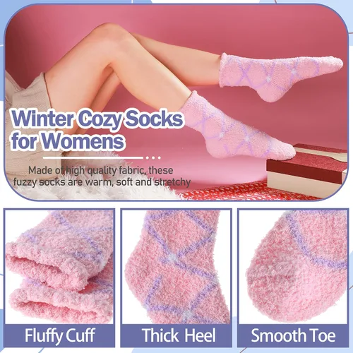 Miniatura 4 de ANTSANG Womens Fuzzy Socks Slipper Winter Fluffy Comfy Cozy Socks Cabin Warm Home Socks