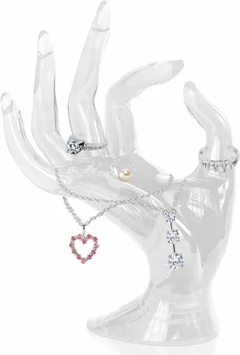 Miniatura 9 de Soporte de joyería de acrílico de mano, soporte para exhibición de joyas, soporte de mano para joyería de maniquí, collar de mano de maniquí, Rosa