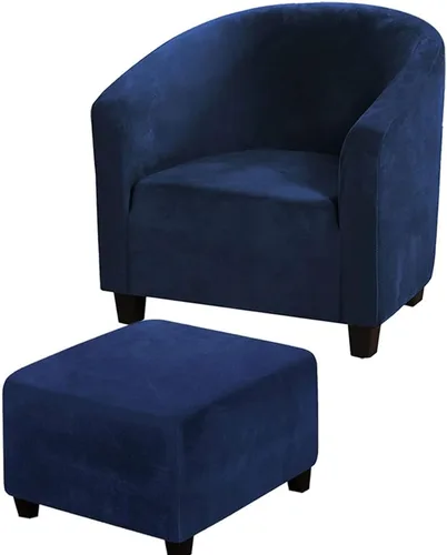 Miniatura 20 de XMNTG Fundas de terciopelo elástico para sillas de bañera, fundas para sillas de club, fundas redondas para sillas de barril, protector de muebles