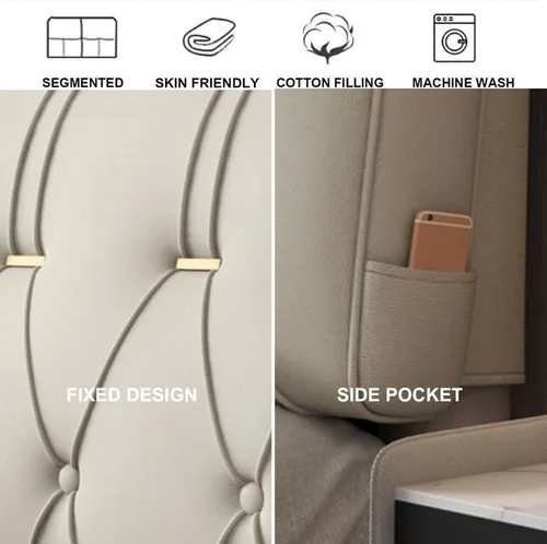 Miniatura 5 de Almohadas de cuña para cabecero de descanso grande, respaldo tapizado, cojín lumbar con funda de cabecera impermeable extraíble, con cabecero de 59