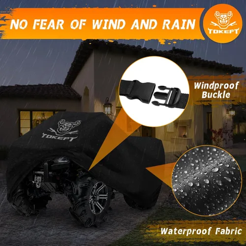 Miniatura 4 de 190T - Funda impermeable para cuatrimoto, ATV y ATC, color negro, 3XL, 100 pulgadas