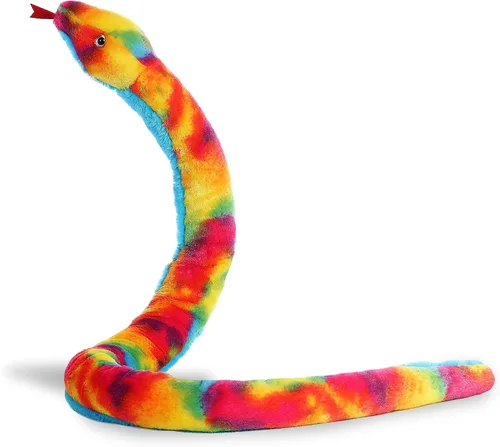Aurora® Playful Snake Rainbow - Animal de peluche con diseños llamativos, diversión versátil, multicolor, 53 pulgadas