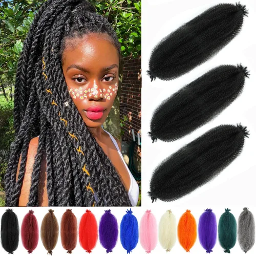 Miniatura 48 de Cabello afro trenzado elástico de 24 pulgadas 3 paquetes Cabello afro trenzado elástico Cabello afro para trenzado en crochet (24 pulgadas