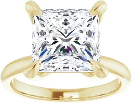 Miniatura 5 de Juego de anillos de compromiso hechos a mano de plata 925, 10 K14 K18 quilates de oro macizo de 4 quilates de corte princesa de moissanita