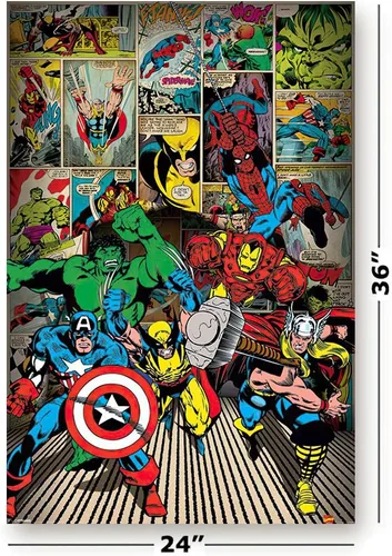 Miniatura 2 de Pyramid International Póster de cómic de Marvel Comics Here Come The Heroes de 24 x 36 pulgadas