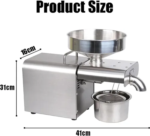 Miniatura 6 de Máquina comercial de la prensa del aceite 1500w, extractor de aceite, acero inoxidable, automático, grado alimenticio caliente frío, 110V