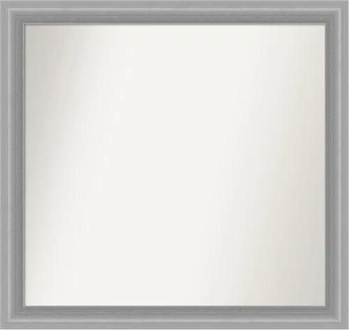 Miniatura 554 de Amanti Art Espejo de baño plateado para sobre el fregadero, 24 x 24 pulgadas, espejo cuadrado de peltre forjado a medida, marco de madera casual