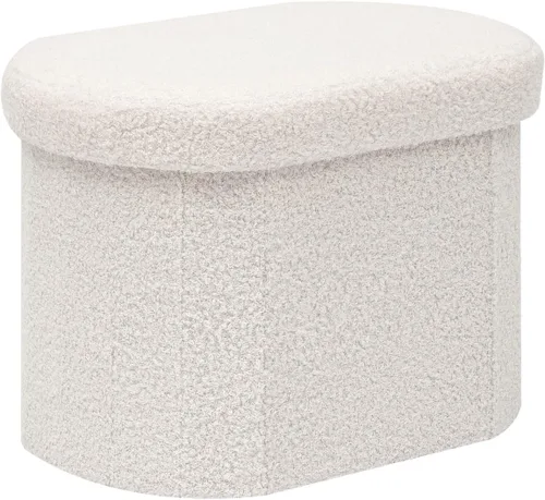 Miniatura 15 de B FSOBEIIALEO Otomana de Almacenamiento para Dormitorio, Reposapiés Otomano Plegable de Almacenamiento Boucle, Cubo Otomano Plegable Pequeño de Beige