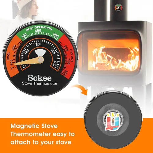 Miniatura 5 de Medidor magnético de temperatura de estufa, termómetro de estufa multicombustible para gas, madera, estufas de pellets y chimeneas (1 unidad)