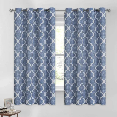Miniatura 29 de Beauoop Cortinas 100% Opacas de 45 Pulgadas de Largo, 2 Paneles para Dormitorio, Sala de Estar, Gris Aqua Marroquí Geométrico, Oscurecimiento