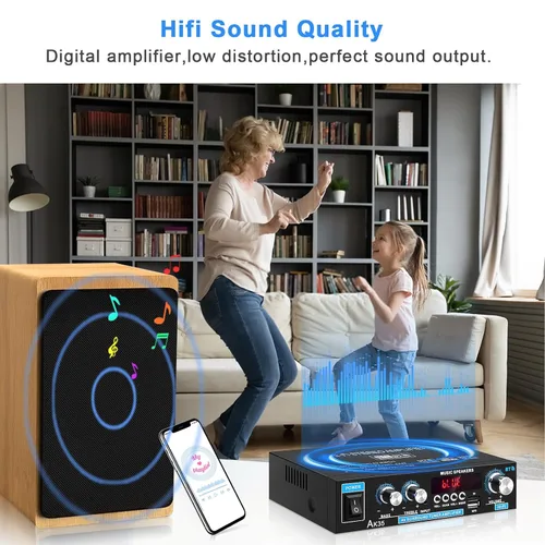 Miniatura 2 de Amplificador de audio para el hogar AK-35 HiFi Bluetooth 5.0 Mini amplificador de potencia estéreo Receptores 2.0 canales RMS 30W x 2 Máx. 200W
