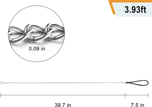 Miniatura 6 de Correa y collar de metal para perro, cadena a prueba de mordidas de 4 pies con cadena en P, correa resistente para mascotas con mango acolchado