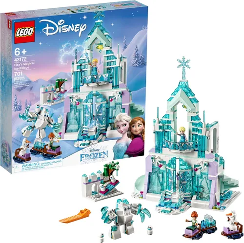 LEGO Disney Frozen Elsa's Magical Ice Palace 43172 Kit de construcción de castillo de juguete con mini muñecas, juego de castillo con personajes