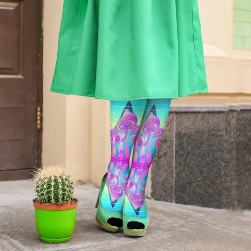 Miniatura 5 de Planta, hongos divertidos, hongos mágicos, calcetines de media pantorrilla, calcetines para botas para mujer, calcetines de altura hasta la rodilla