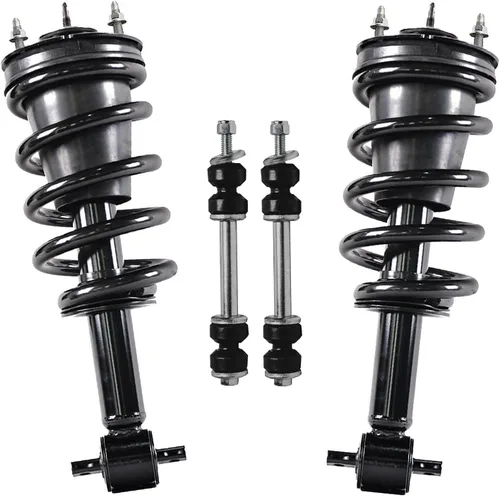 Miniatura 102 de Detroit Axle - Kit de 4 barras estabilizadoras delanteras para Ford F-150 2021 2022 2023 2024, 2 puntales con resorte helicoidal, 2 eslabones
