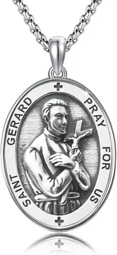 Miniatura 451 de Collar de plata de ley 925 con medalla de San Patrón, colgante de protección católica, amuleto, joyería religiosa para hombres y mujeres
