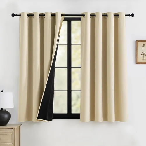 Miniatura 43 de RYB HOME Cortinas opacas grises de 63 pulgadas de largo para dormitorio, cortinas de ventana 100% opacas con aislamiento térmico y reducción