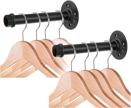 Miniatura 19 de Sumnacon 2 Piezas Barra de Ropa de Tubo Industrial de 5.9 Pulgadas – Perchero de Metal Rústico de Servicio Pesado con Tornillos, Soporte para Ropa