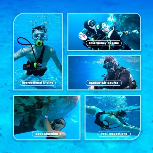 Miniatura 6 de SMACO Mini tanque de buceo 1L Tanque de buceo pequeño hasta 20 minutos Tiempo de buceo Tanque de aire portátil para pulmón Buceo Kit de cilindro