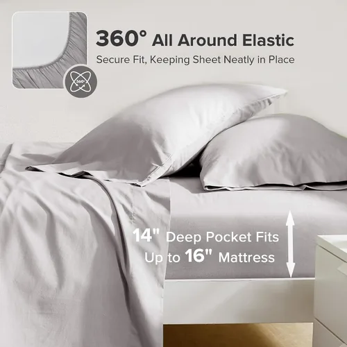 Miniatura 2 de Comfort Spaces Juego de sábanas 100% algodón transpirable, ligero, suave, con bolsillo elástico de 14 pulgadas que se adapta a colchones de hasta 16