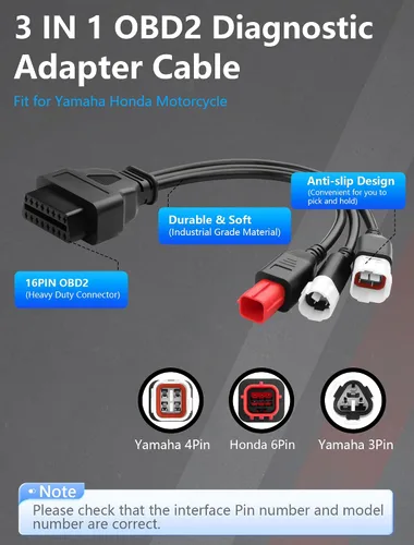 Miniatura 3 de CERRXIAN 3 en 1 OBD2 adaptador de diagnóstico, 16 pines a 6 pines 4 pines 3 pin OBD2 cable, 3pin+4pin+6pin a 16pin conector de diagnóstico