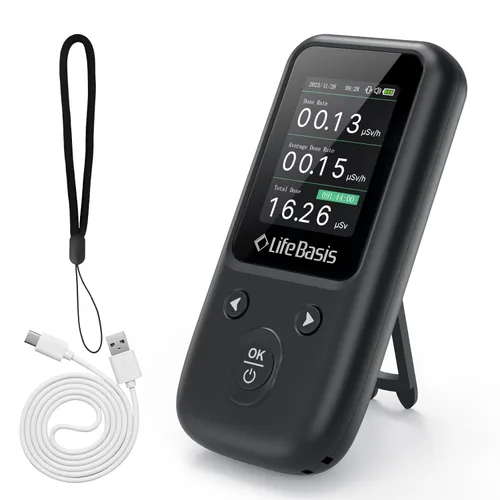 LifeBasis Contador Geiger Detector de Radiación Nuclear, Dosímetro de Radiación con Pantalla TFT y Alerta Inteligente Portátil de Mano Monitor de