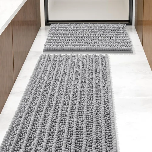 Miniatura 34 de Arotive Juego de 2 alfombras de baño de felpilla de lujo, extra suaves, absorbentes, peludas y alfombras de baño de contorno en forma de U