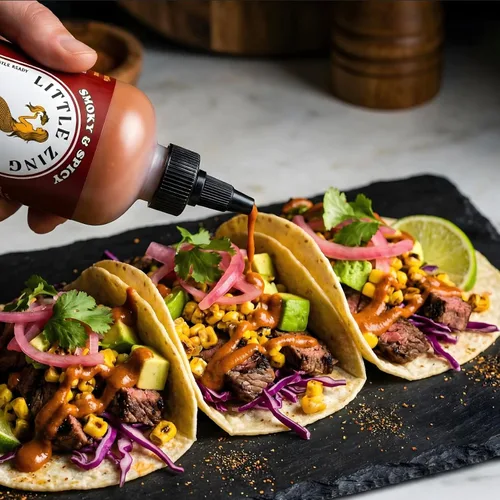 Miniatura 2 de Little Zing Mostaza Chipotle Lime – Salsa picante ahumada de mostaza y pimienta chipotle con lima, mostaza gourmet lista para llovizna para tacos