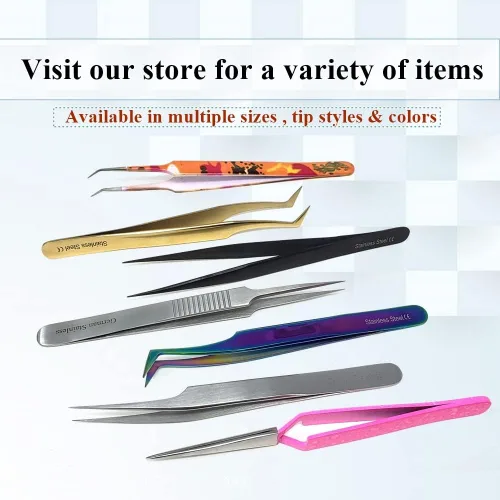 Miniatura 6 de Pinzas profesionales de acero inoxidable de 4.75 pulgadas con puntas de precisión finas y mango fenestrado, adecuadas para depilación facial