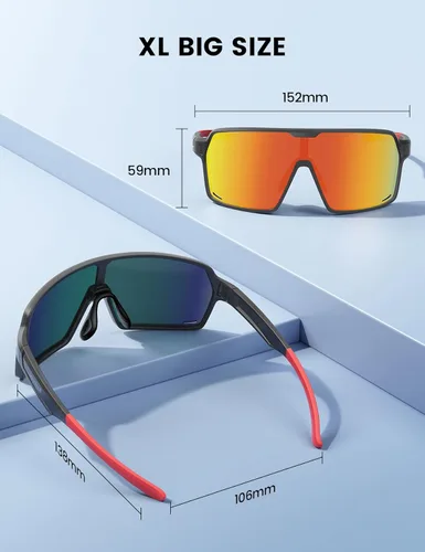 Miniatura 4 de Lamicall Gafas de sol deportivas polarizadas de tamaño XL para hombres y mujeres, gafas de sol grandes con protección UV400, para correr, ciclismo