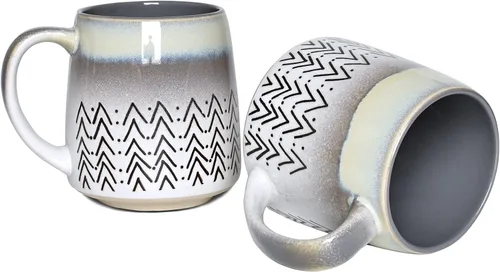 Miniatura 9 de Bosmarlin Juego de 2 tazas de café grandes de cerámica, 16 onzas, taza de té de cerámica azul grande para oficina y hogar, apta para lavavajillas
