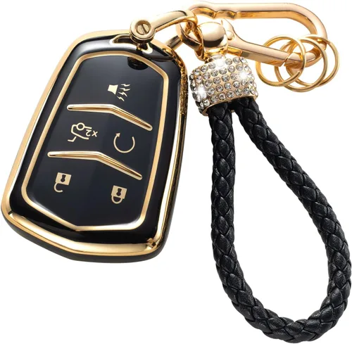 Miniatura 25 de Gematay Funda protectora para llavero VW Volkswagen con cordón para llavero, compatible con VW Jetta Golf Polo MK7 Passat Beetle Smart Key Case