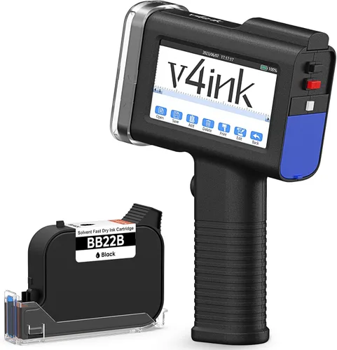 v4ink BENTSAI Impresora de inyección de tinta de mano BT-HH6105B2 Impresora portátil TIJ de mano con altura de impresión de 12.7mm para impresión de