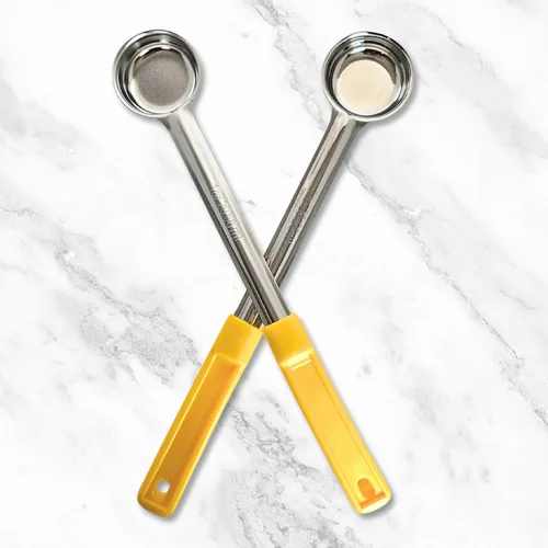 Miniatura 6 de Cuchara de acero inoxidable sólido de 1 onza para medir y servir; cucharas de grado comercial (paquete de 2)