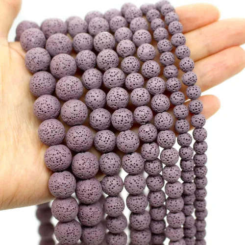 Miniatura 19 de Oameusa Cuentas redondas sueltas de ágata de piedra volcánica de lava azul de 0.236 in para hacer joyas, 1 hebra de 15 pulgadas, 1 hebra por