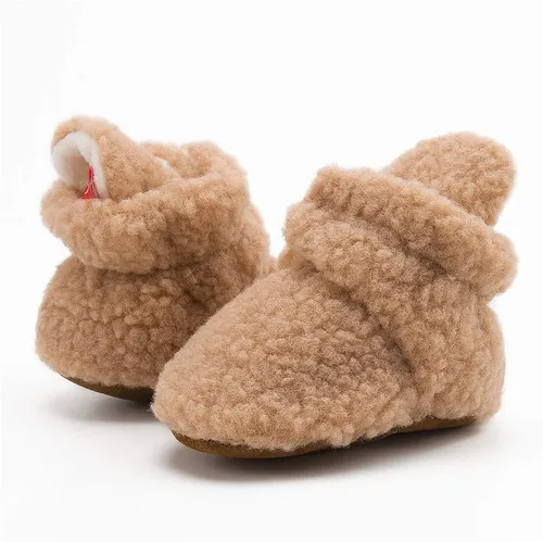 Miniatura 8 de Botines de forro polar para bebés, niños y niñas, pantuflas antideslizantes con agarre suave, zapatos de calcetín para recién nacidos, cuna