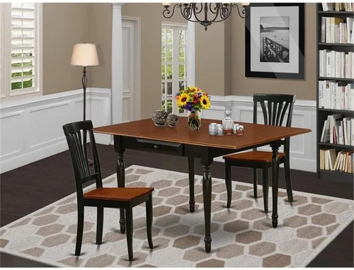 Miniatura 2 de East West Furniture MZAV3-BCH-W - Juego de comedor de 3 piezas para espacios pequeños que contiene una mesa de comedor rectangular con gotas y 2
