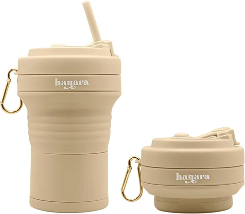 Miniatura 10 de HANARA Taza plegable con popote reutilizable – 18 Oz (550 ml), taza de viaje portátil, sin BPA, a prueba de fugas, apta para microondas y Rosa