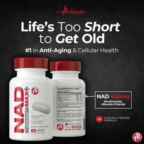 Miniatura 4 de Metabolic Nutrition NAD MAX Plus+ 450 mg de NAD + fenogreco, quercetina, resveratrol y extracto de Fo-ti para rejuvenecimiento celular
