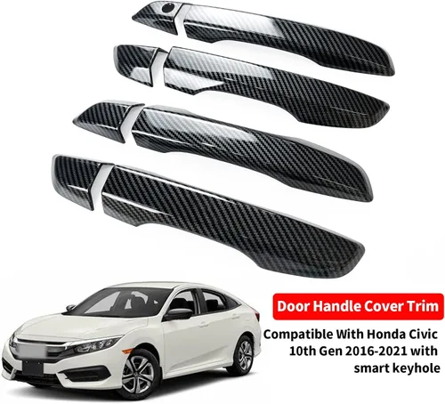 Miniatura 3 de Cubierta de Manija de Puerta Compatible con Honda Civic de 10ª Generación Sedan Hatchback Coupe Tipo R 2016 2017 2018 2019 2020 2021 Manijas